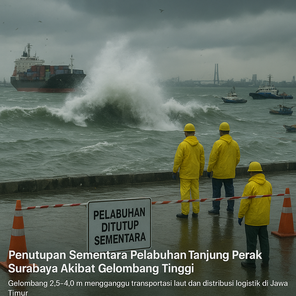 Penutupan Sementara Pelabuhan Tanjung Perak Surabaya Akibat Gelombang Tinggi