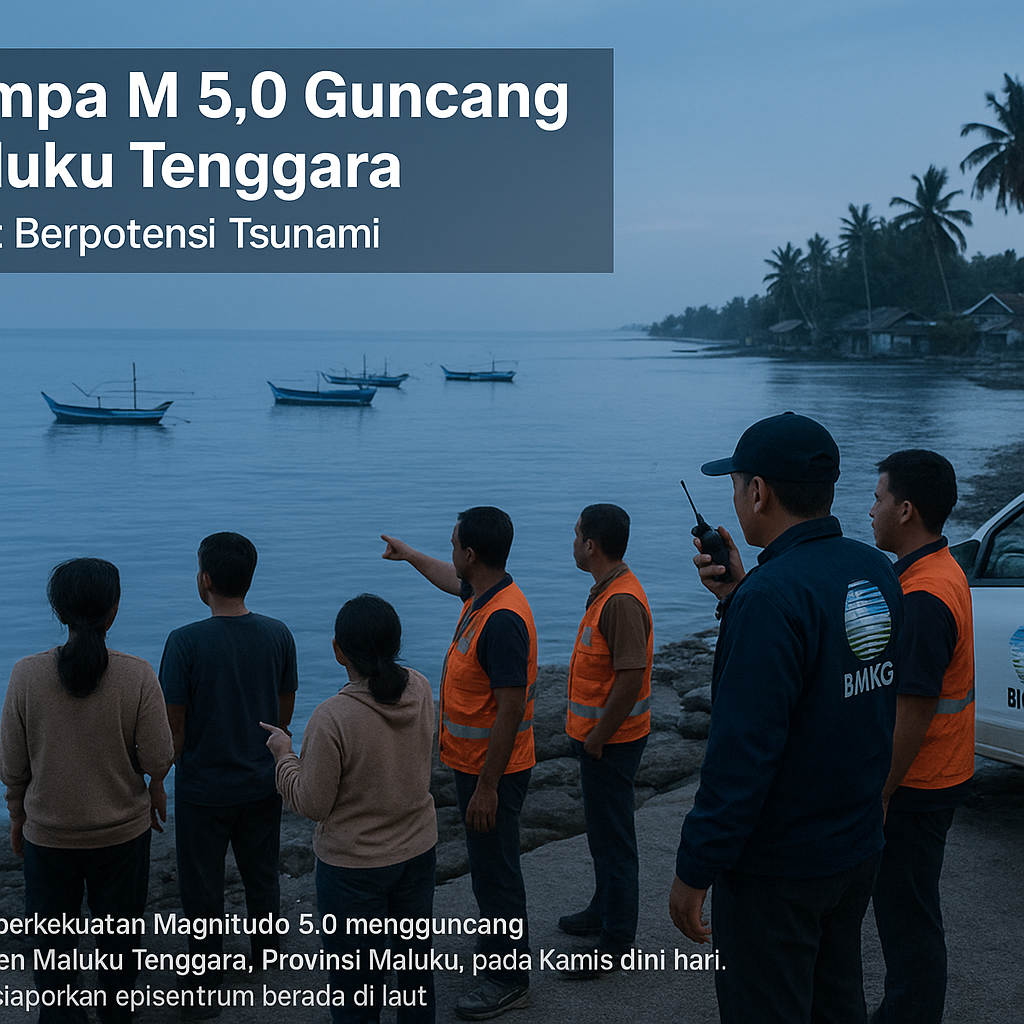 Gempa M 5,0 Guncang Maluku Tenggara, Tidak Berpotensi Tsunami
