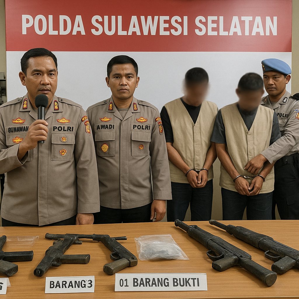 Polda Sulawesi Selatan Ungkap Peredaran Senjata Ilegal di Wilayah Konflik Lahan