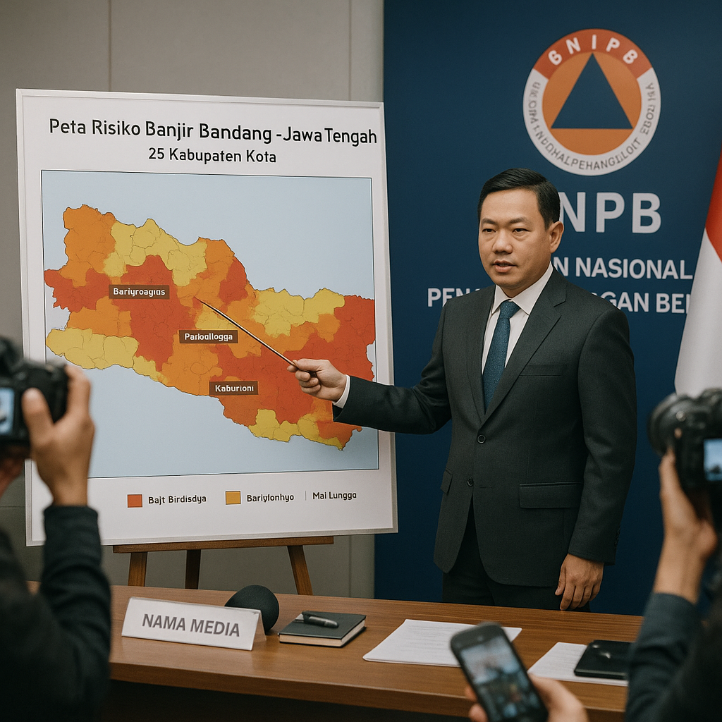 BNPB Rilis Peta Risiko Bencana Banjir Bandang untuk 25 Kabupaten/Kota di Jawa Tengah