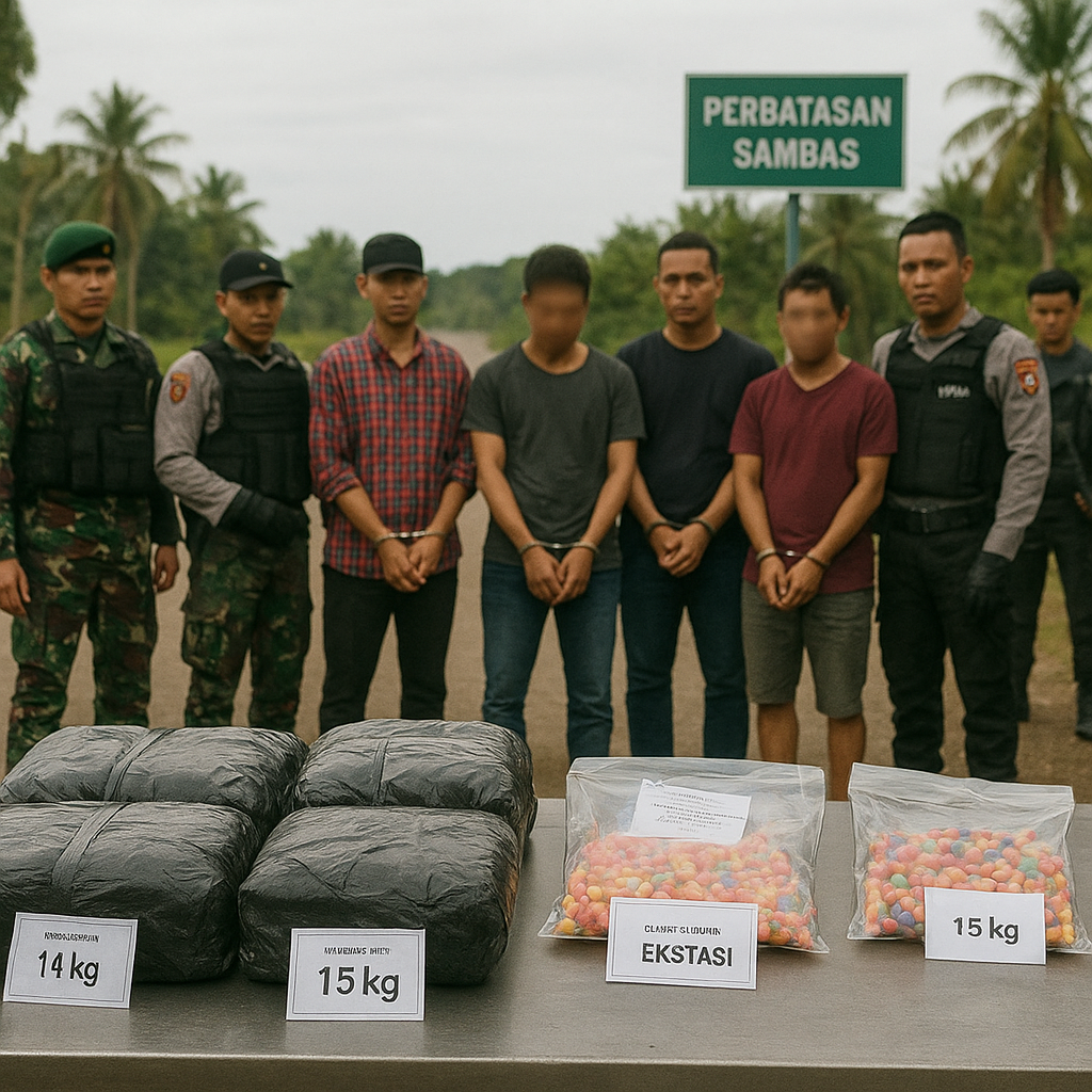 Satgas TNI-Polri Tangkap 5 Anggota Jaringan Narkoba di Perbatasan RI-Malaysia