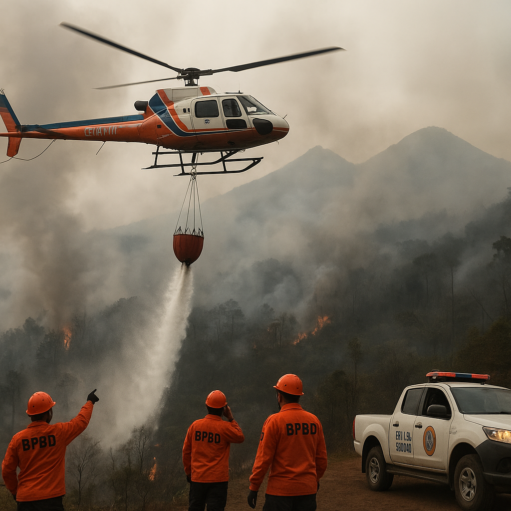 Gunung Arjuno-Welirang Terbakar, BPBD Jatim Terjunkan Helikopter