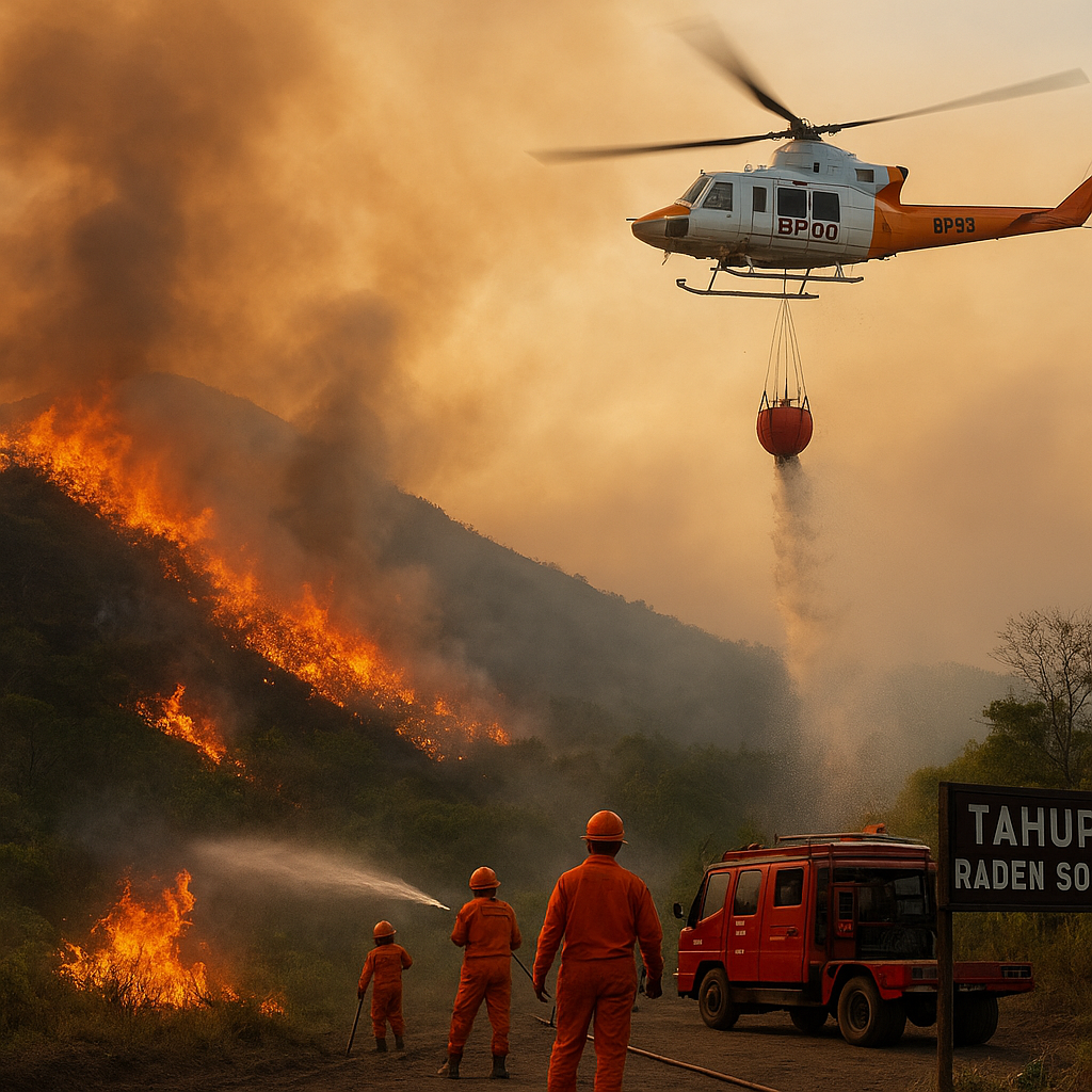 Gunung Arjuno-Welirang Terbakar, BPBD Jatim Terjunkan Helikopter
