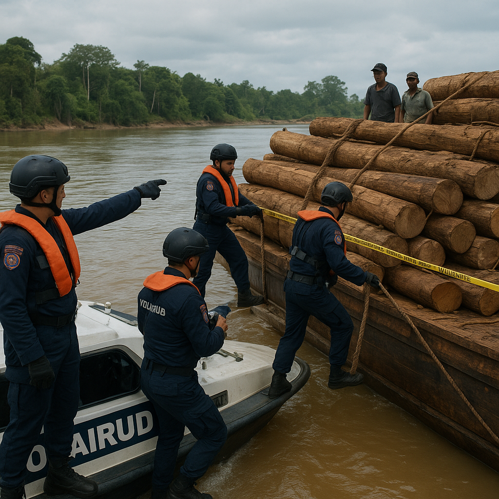Polairud Polda Kalteng Amankan Kapal Pengangkut Kayu Ilegal di Sungai Barito