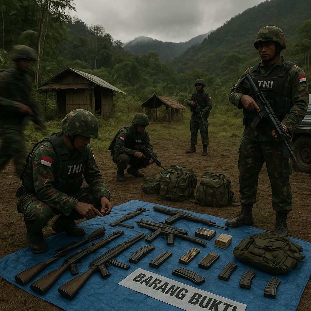 TNI Grebek Markas OPM di Nduga Papua, Senpi hingga Amunisi Disita