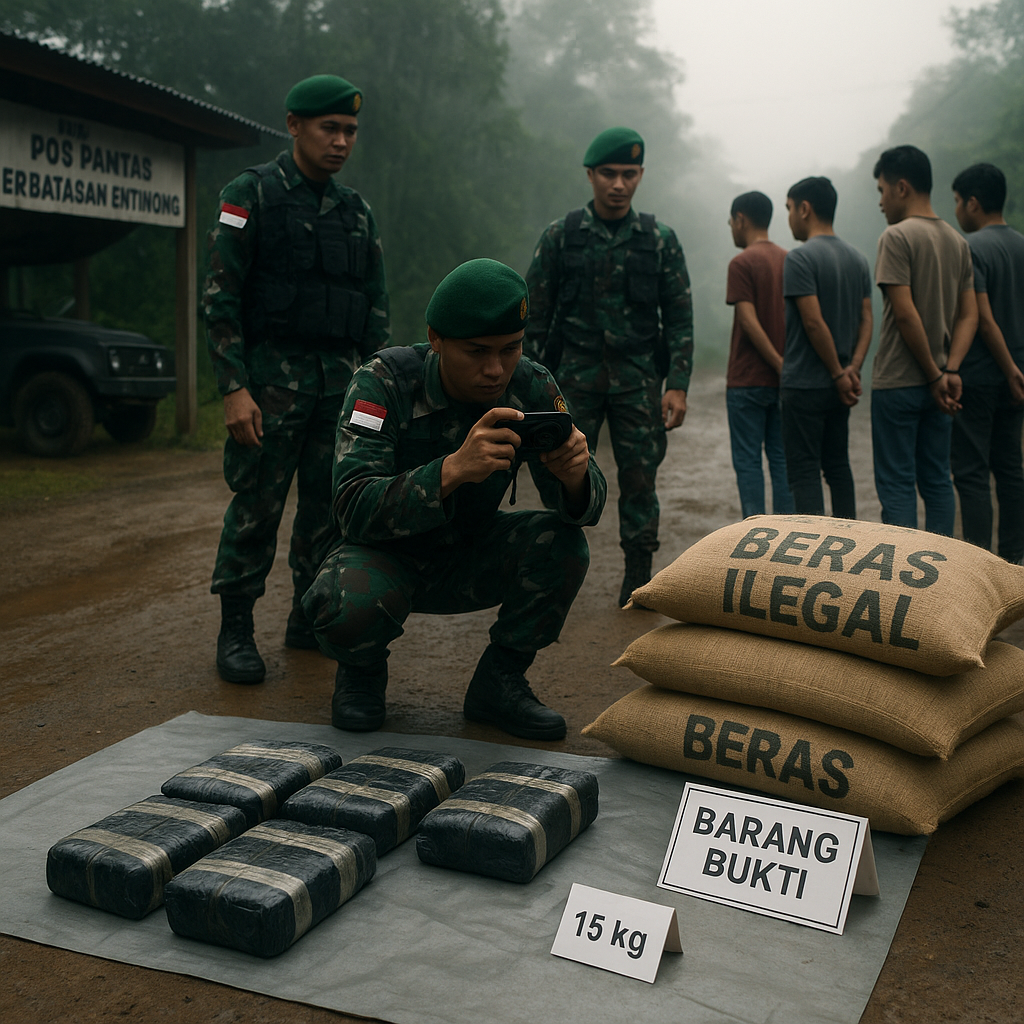 Patroli TNI Temukan Aktivitas Penyelundupan di Perbatasan Entikong, 5 WN Asing Diamankan