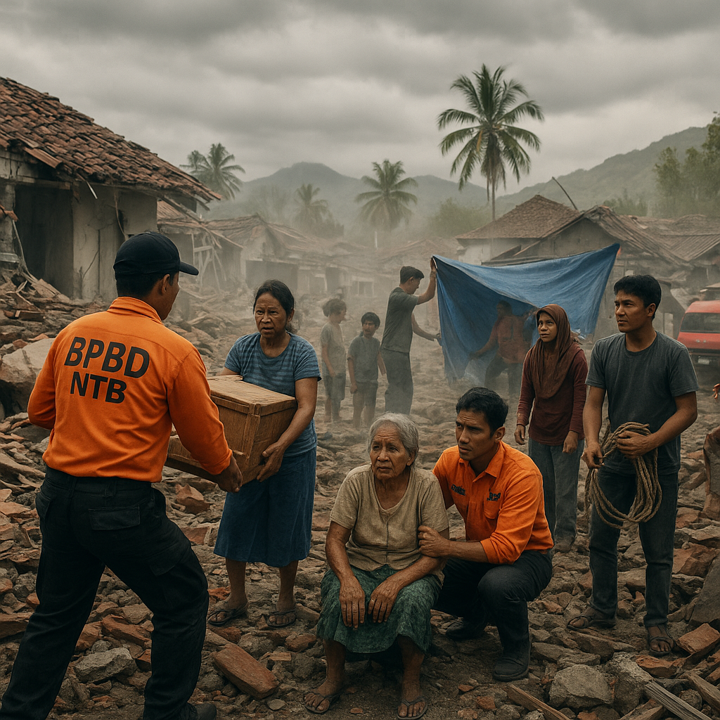 Gempa Magnitudo 6,8 Guncang Lombok, BPBD Laporkan Kerusakan Ratusan Bangunan