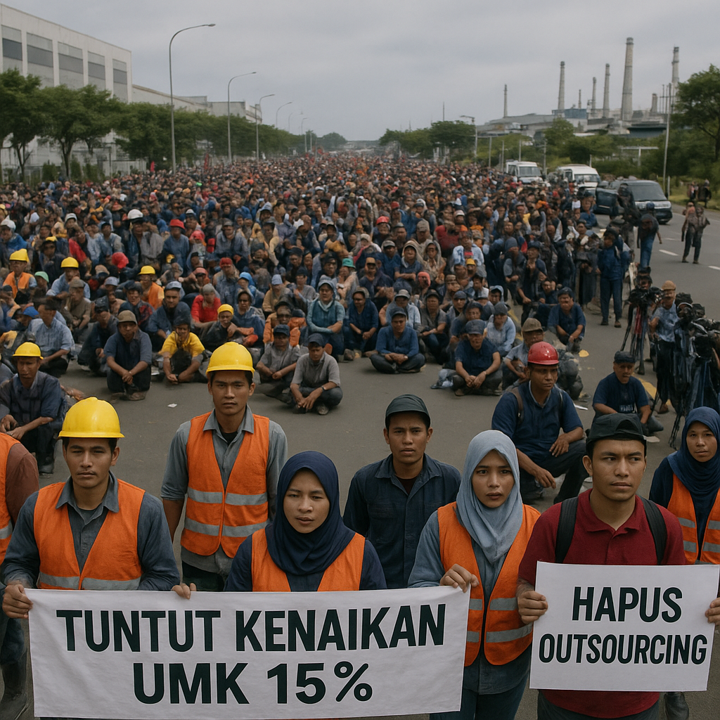 Unjuk Rasa Buruh di Cikarang: Tuntut Kenaikan Upah dan Hapus Outsourcing