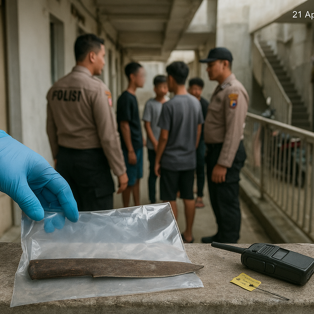 Polres Tapteng Redam Potensi Tawuran Remaja di Rusunawa Pandan, Sebilah Parang Disita