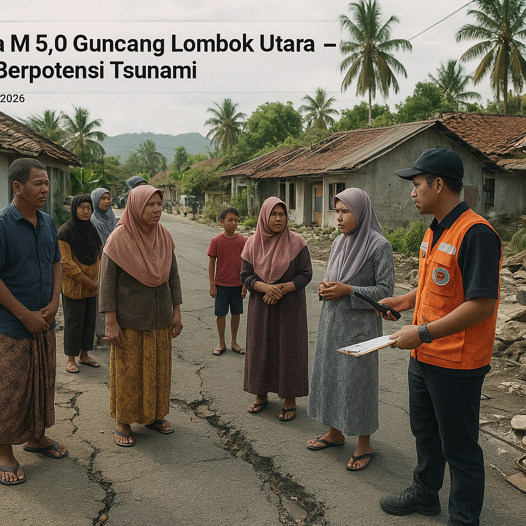 Gempa M 5,0 Guncang Lombok Utara, Tidak Berpotensi Tsunami