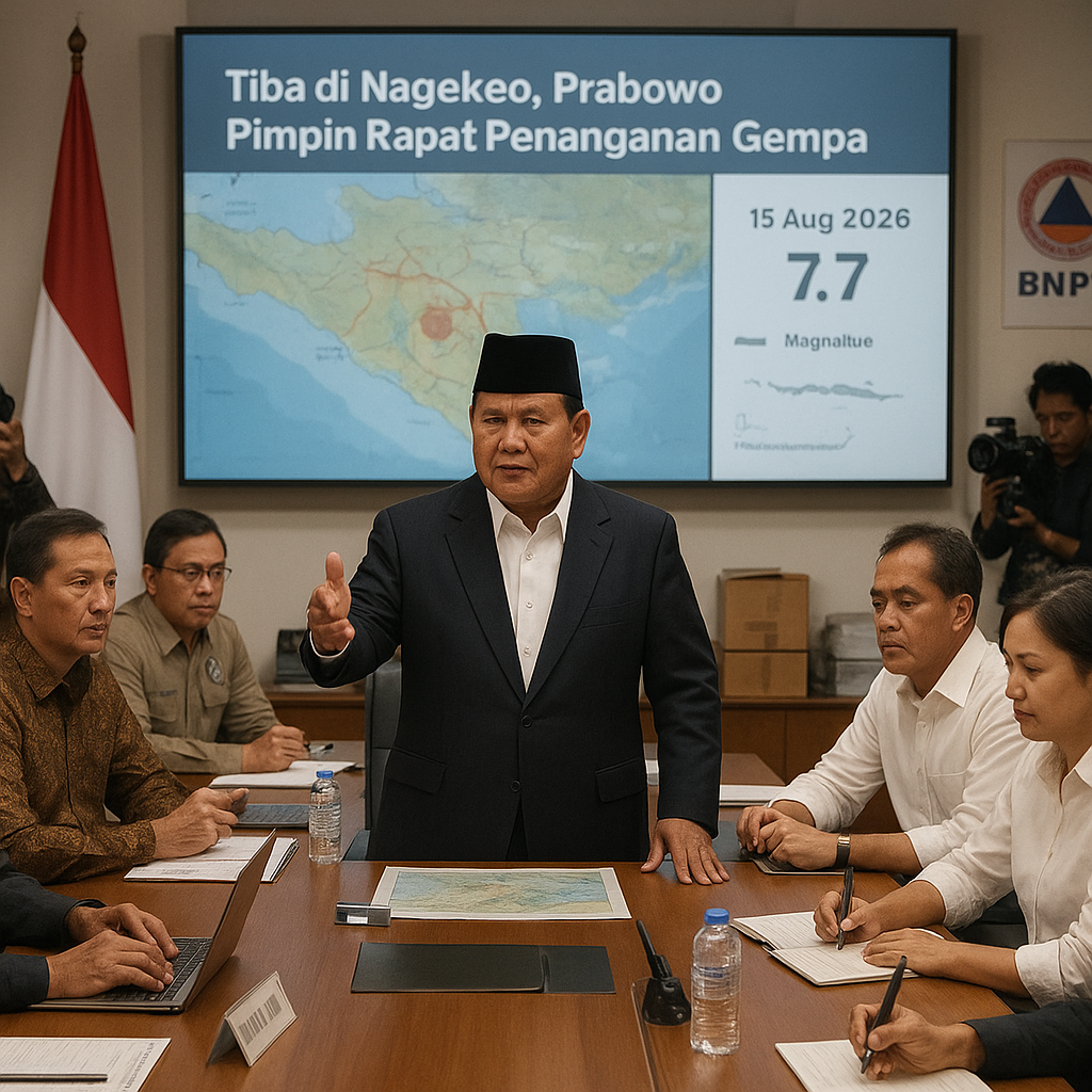 Tiba di Nagekeo, Prabowo Pimpin Rapat Penanganan Gempa NTT