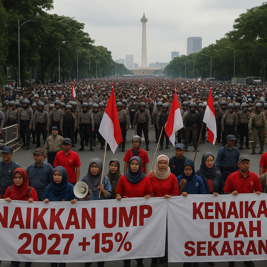 Demo Buruh di Jakarta Tuntut Kenaikan Upah Minimum 2027, Polisi Amankan Ribuan Massa