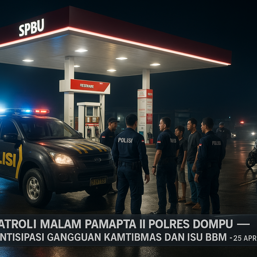 Patroli Malam PAMAPTA II Polres Dompu, Antisipasi Gangguan Kamtibmas dan Isu BBM