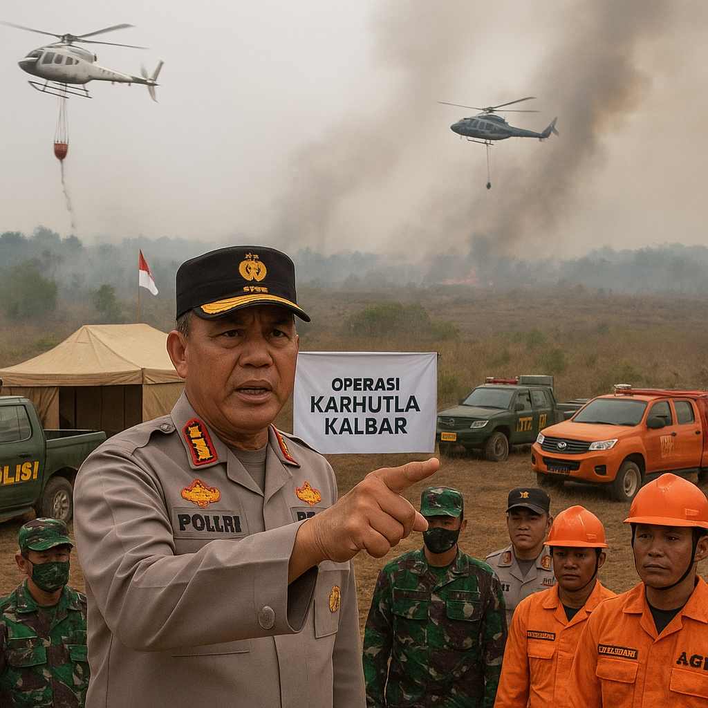 Kapolda Kalbar Instruksikan Penguatan Patroli Udara dan Darat di Lokasi Karhutla
