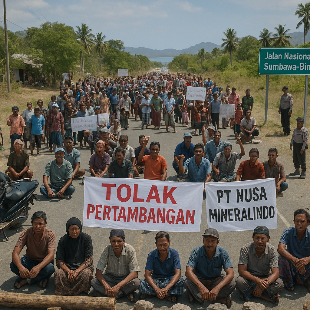 Demo Warga Tolak Pertambangan di Pulau Sumbawa, 2 Ruas Jalan Diblokade