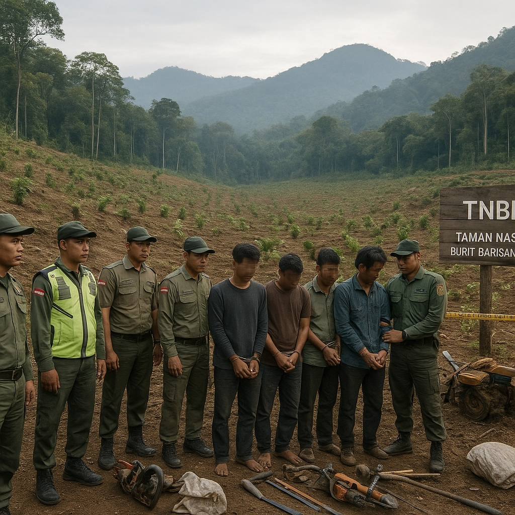 40 Hektare Zona Inti TNBBS Dirambah Jadi Kebun Sawit dan Kopi, 4 Orang Ditahan