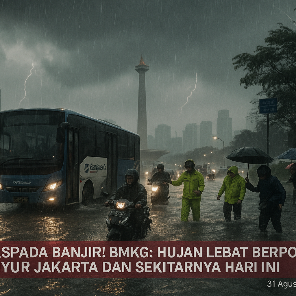 Waspada Banjir! BMKG: Hujan Lebat Berpotensi Guyur Jakarta dan Sekitarnya Hari Ini