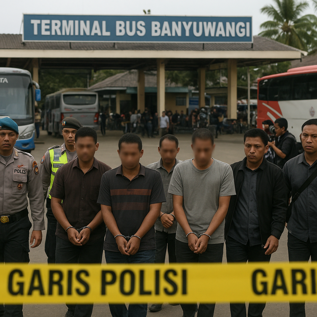 Polisi Amankan 5 Orang Terkait Pengeroyokan Massal di Terminal Bus Banyuwangi