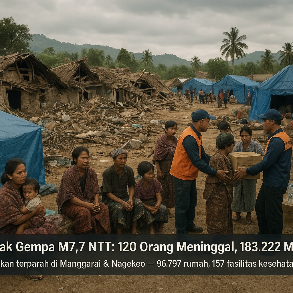 Dampak Gempa M7,7 NTT: 120 Orang Meninggal, 183.222 Mengungsi