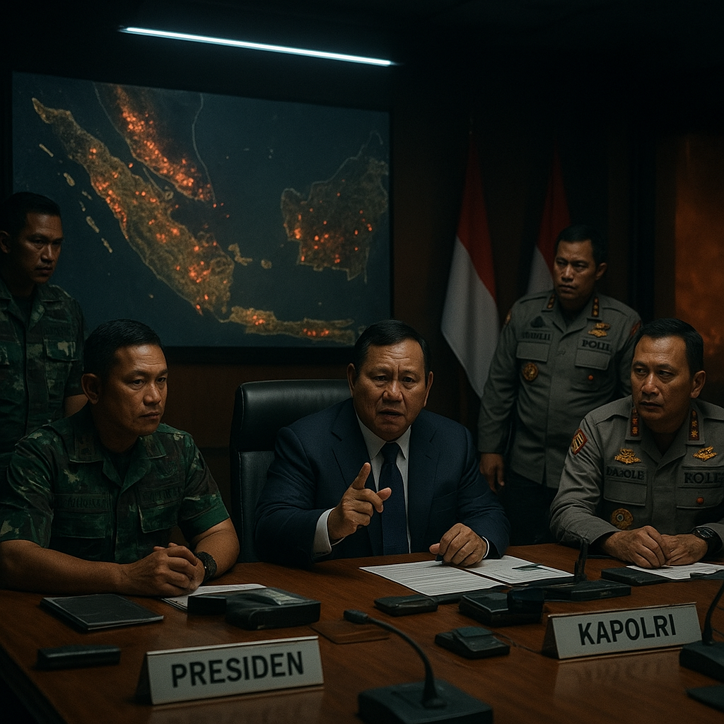 Karhutla Sumatra-Kalimantan Membara, Prabowo Panggil Panglima TNI dan Kapolri Malam-Malam Gelar Rapat Darurat