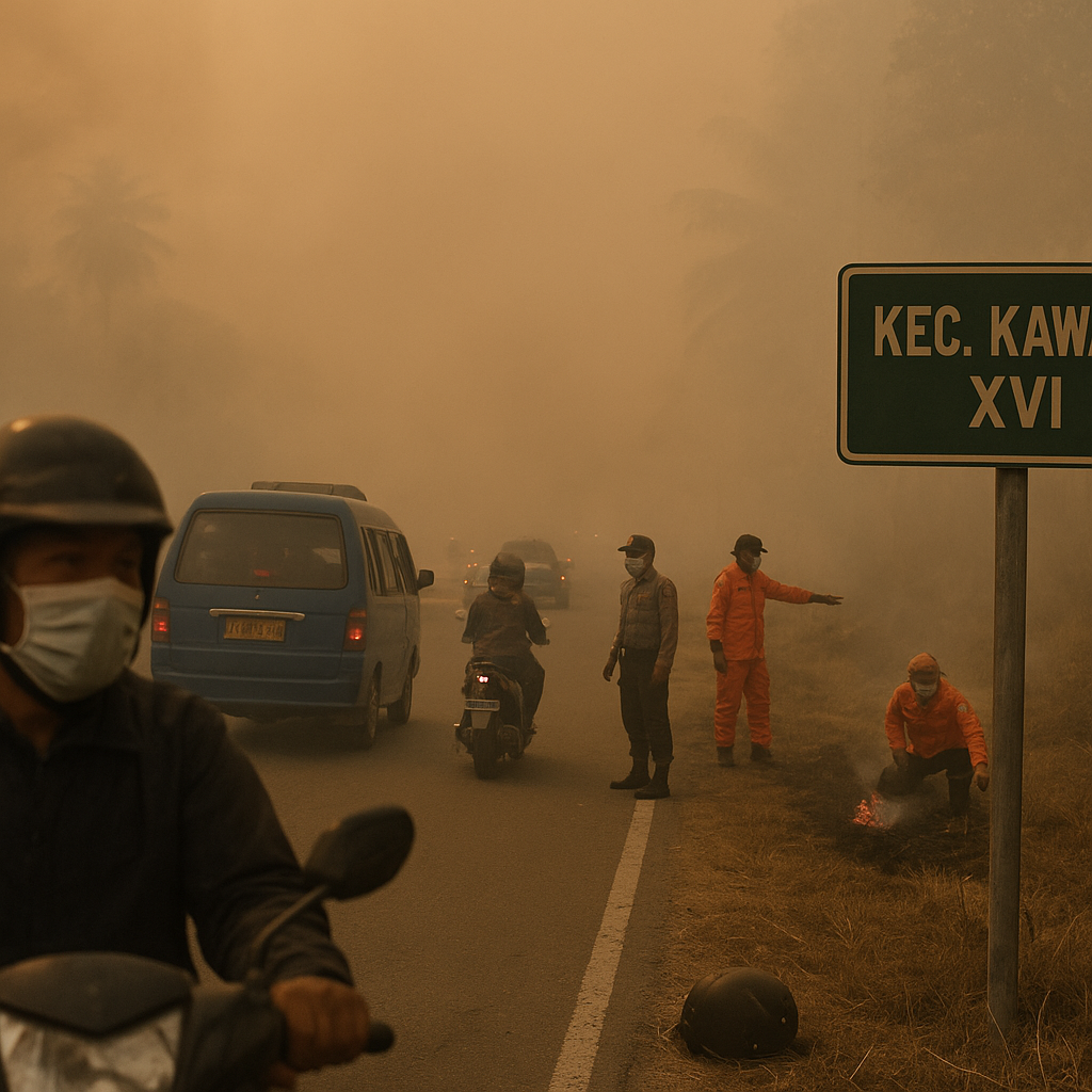Breaking News: Asap Tebal Karhutla Selimuti Jalan Aceh Barat, Kaway XVI Ikut Terdampak