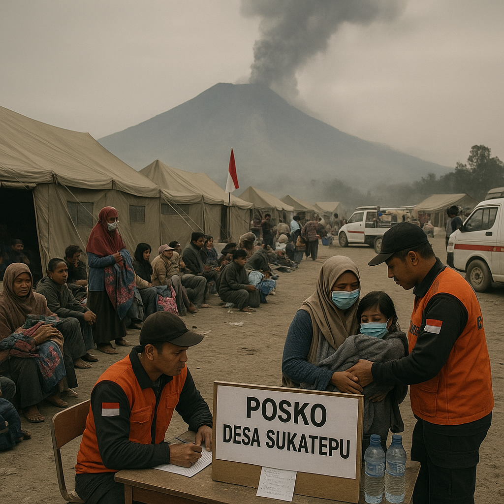 Aktivitas Gunung Sinabung Meningkat, 615 Warga Dievakuasi ke Posko Pengungsian