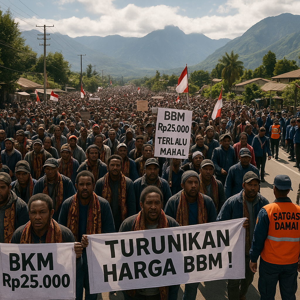 Ribuan Warga Jayawijaya Demo Tuntut Pemerintah Daerah Turunkan Harga BBM