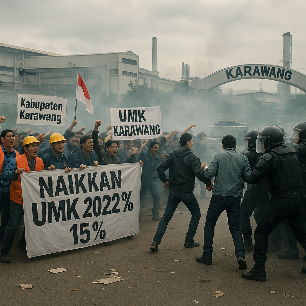 Demo Buruh di Kabupaten Karawang Berujung Bentrok dengan Aparat, Lima Ditangkap