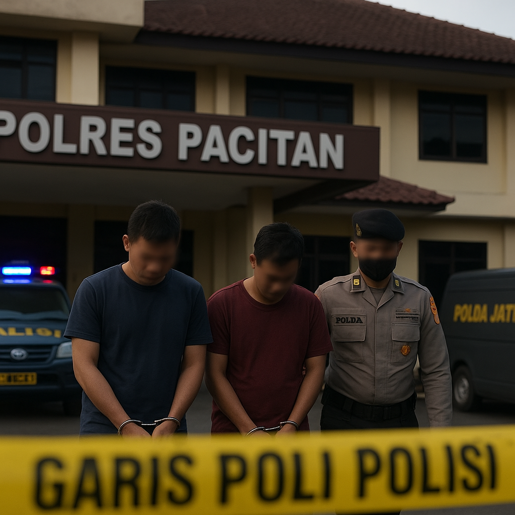 2 Pria Residivis Teroris Ancam Ledakkan Polres Pacitan Dibawa ke Polda Jatim