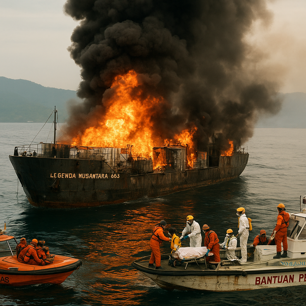 Kapal Pengangkut Bahan Kimia Terbakar di Perairan Kabaena, Dua Awak Tewas dan Empat Dirawat Intensif