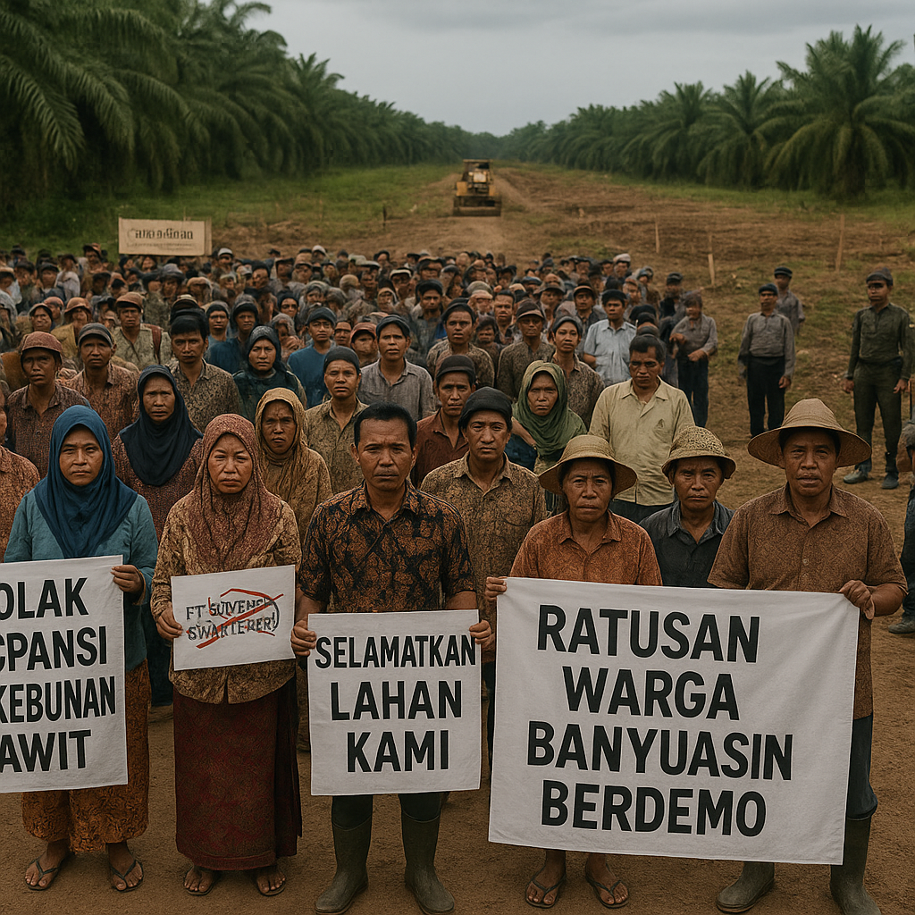 Ratusan Warga Banyuasin Berdemo Tolak Ekspansi Perkebunan Sawit