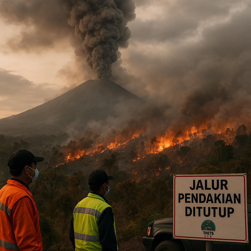 Gunung Semeru Erupsi Disertai Kebakaran Hutan Meluas, Jalur Pendakian Ditutup
