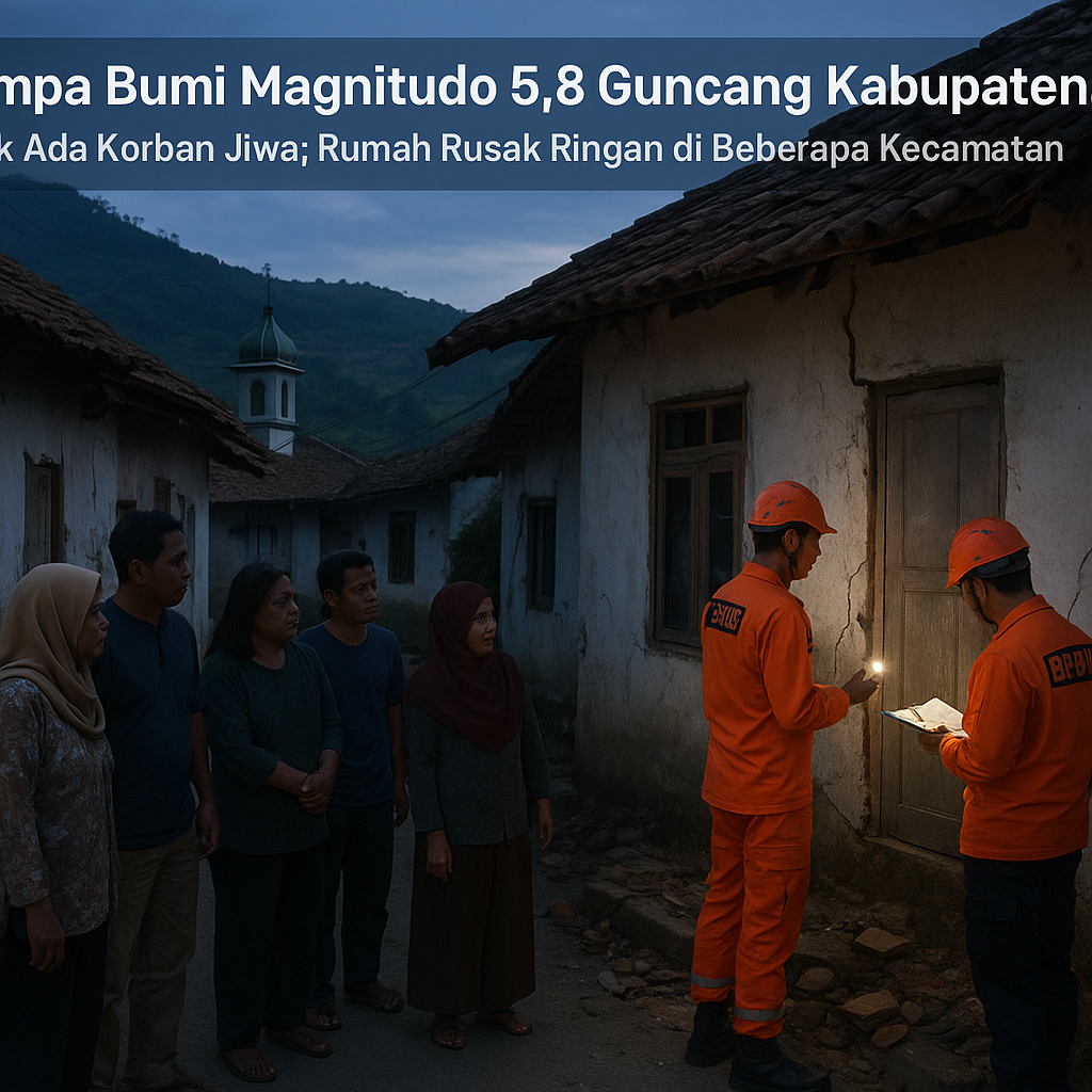 Gempa Bumi Magnitudo 5,8 Guncang Kabupaten Garut, Tidak Ada Korban Jiwa