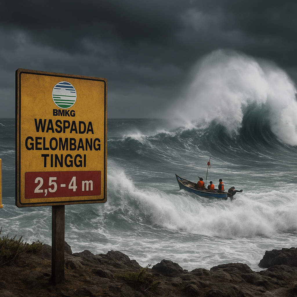 BMKG: Waspada Gelombang Tinggi Hingga 4 Meter di Perairan Selatan Jawa