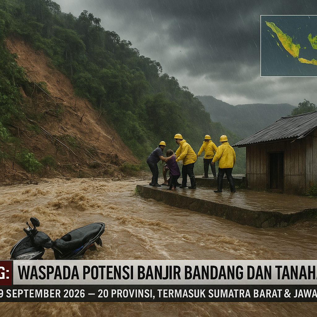 BMKG: Waspada Potensi Banjir Bandang dan Tanah Longsor di Sejumlah Daerah Akibat Hujan Lebat