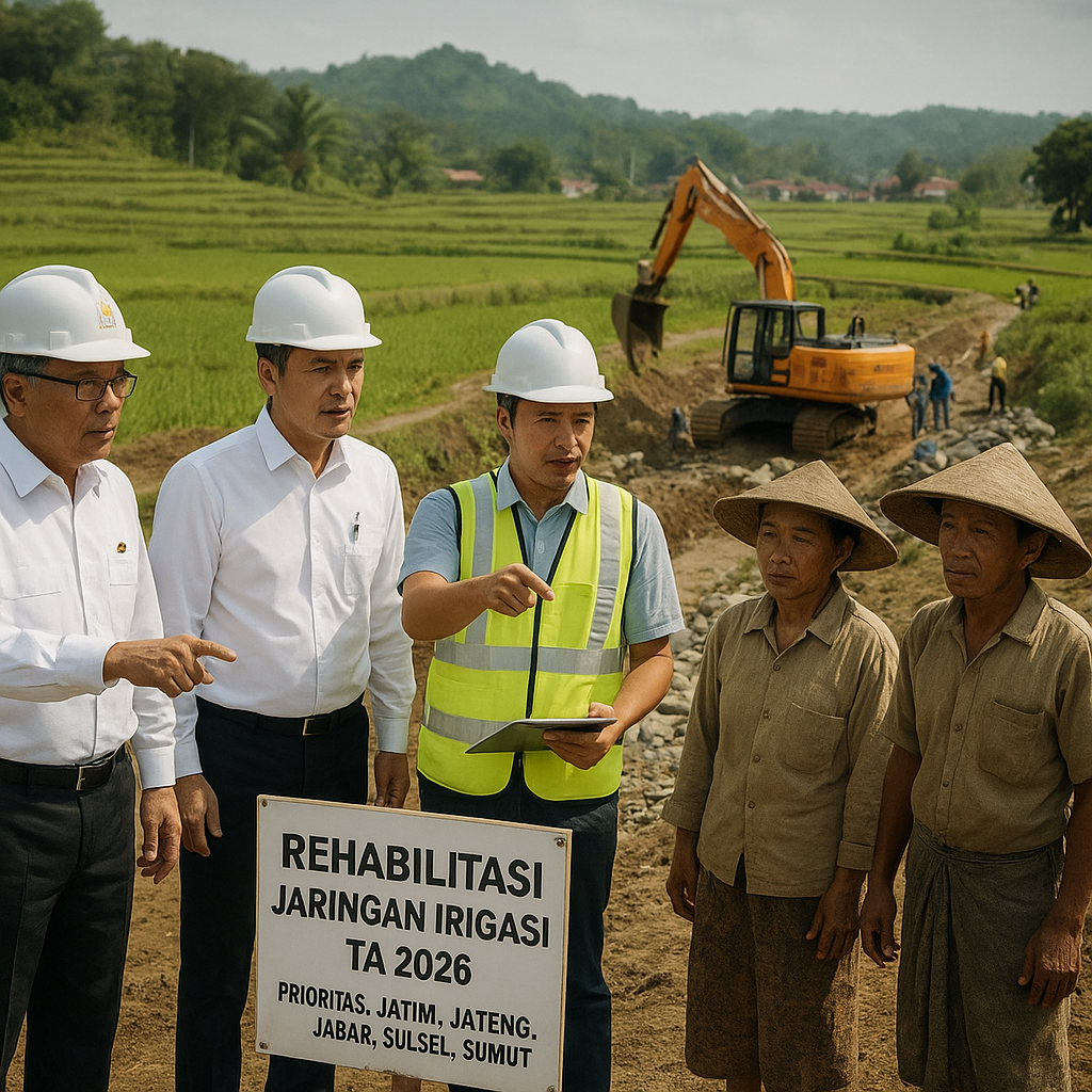 Kementerian PUPR Prioritaskan Rehabilitasi Jaringan Irigasi di 5 Provinsi Lumbung Pangan untuk Antisipasi Gagal Panen dan Kerawanan Sosial