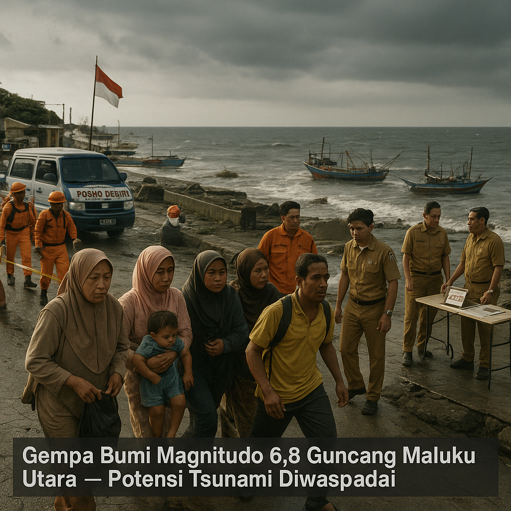 Gempa Bumi Magnitudo 6,8 Guncang Maluku Utara, Potensi Tsunami Diwaspadai
