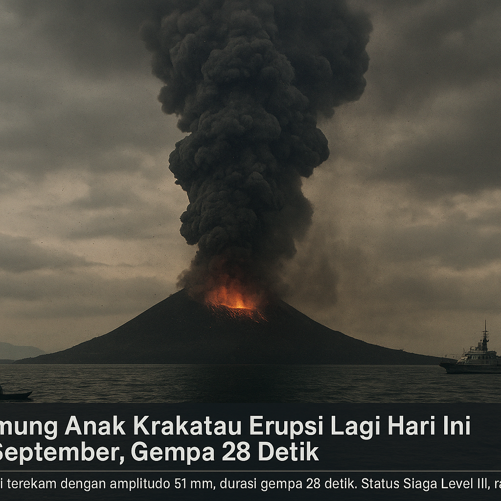 Gunung Anak Krakatau Erupsi Lagi Hari Ini 9 September, Gempa 28 Detik