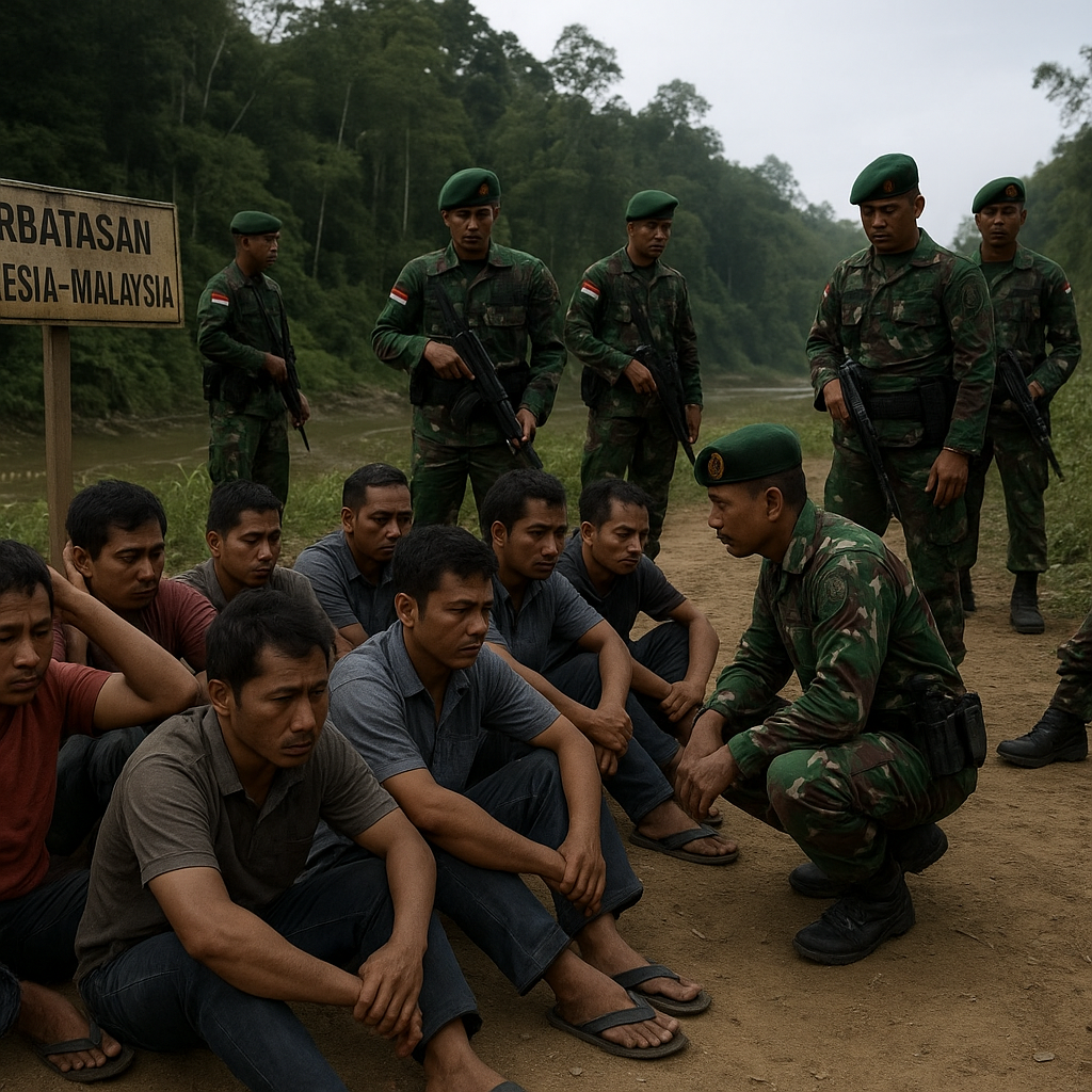 Operasi Penertiban di Perbatasan Indonesia-Malaysia, TNI Tangkap 10 Pelintas Ilegal