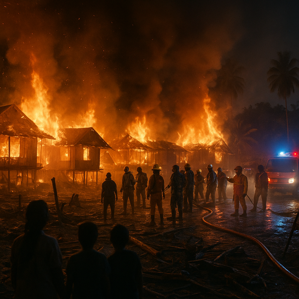 Ketegangan Memuncak, Puluhan Rumah Warga Patahuwe Terbakar