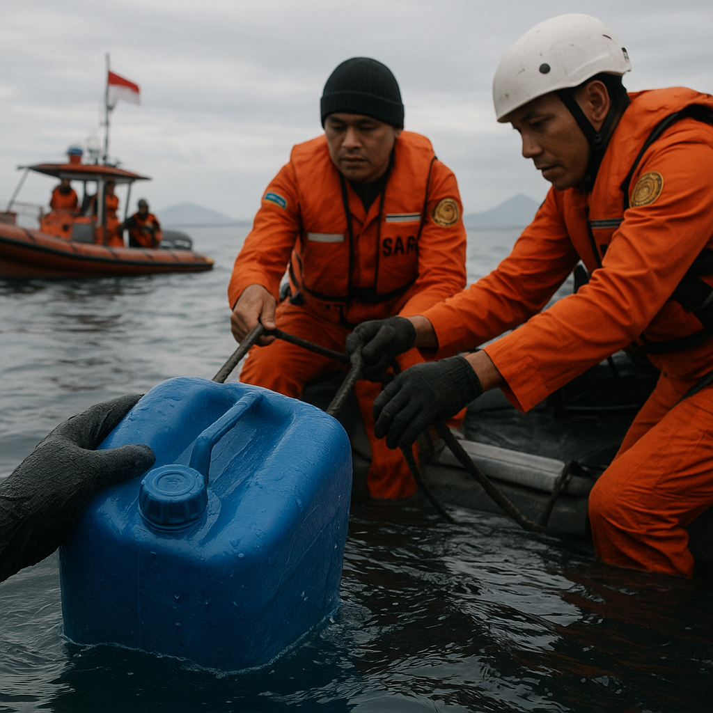 Tim SAR Temukan Jerigen Minyak dalam Pencarian Jurnalis Hilang di Selat Sunda