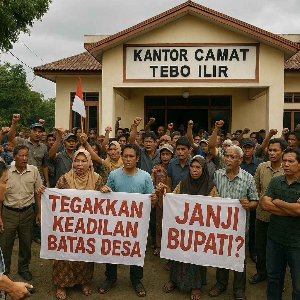 Sengketa Batas Memuncak, Warga Sungai Bengkal Tebo Geruduk Kantor Camat dan Tagih Janji Bupati