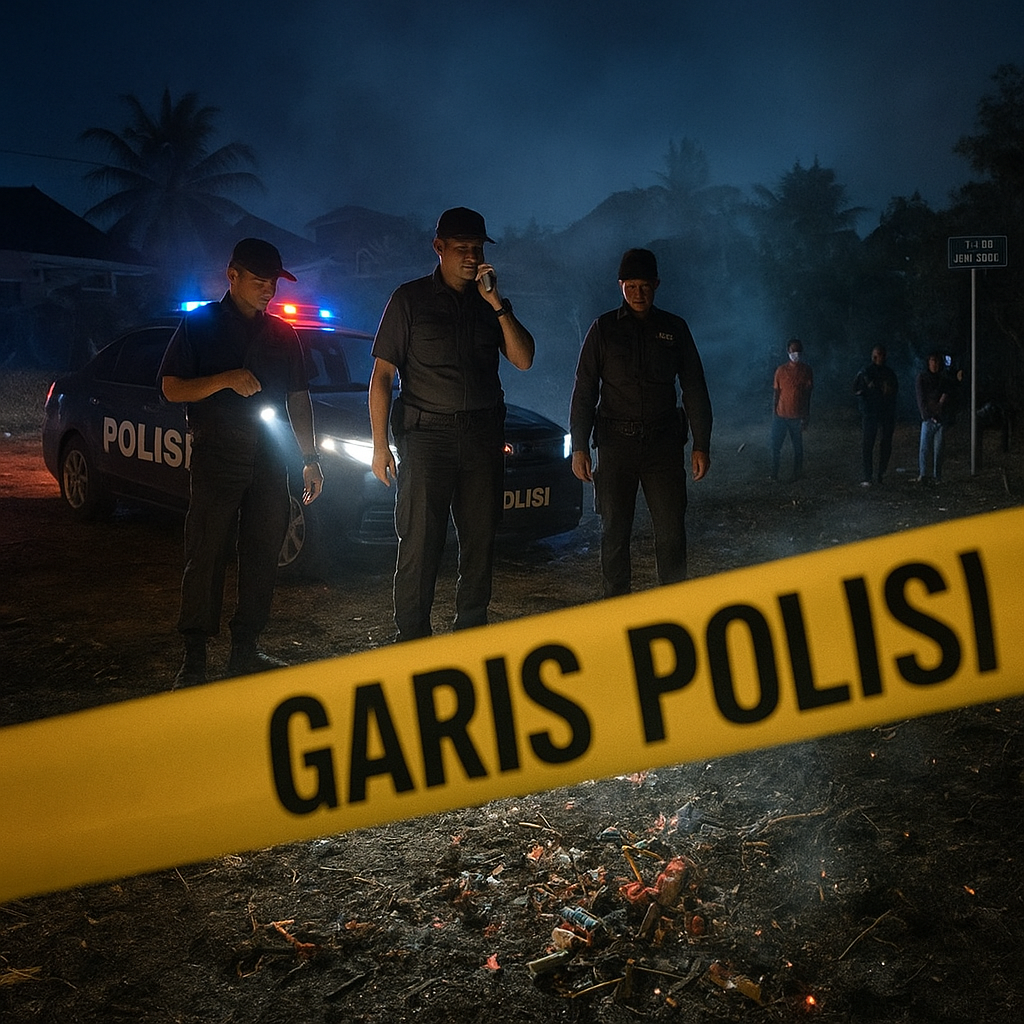 Limbah Kembang Api Meledak di Lahan Kosong Denpasar, Polisi Pasang Garis Polisi