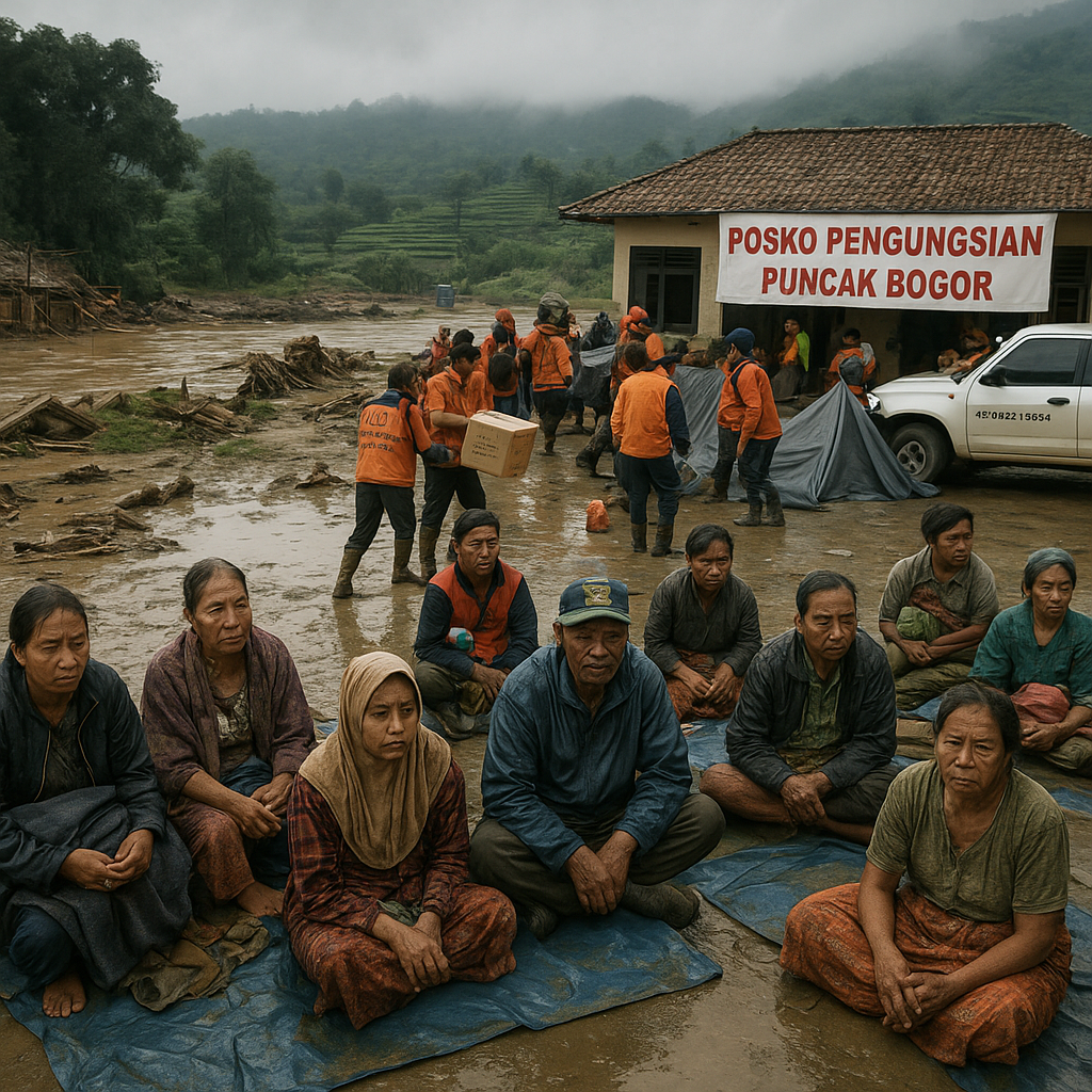 Imbas Banjir Bandang, 2.000 Warga Puncak Bogor Mengungsi