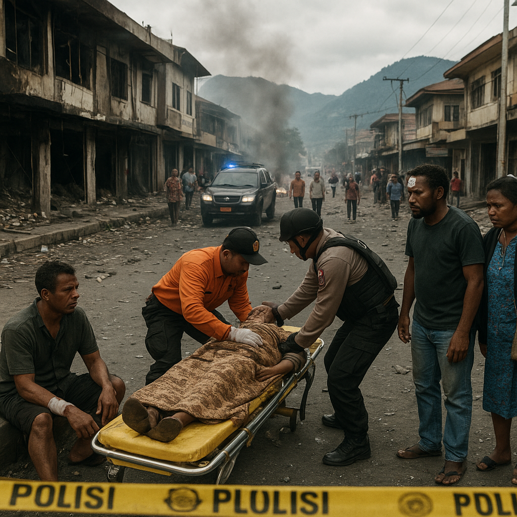 5 Orang Terluka dan Sejumlah Bangunan Rusak akibat Demo Ricuh di Wamena