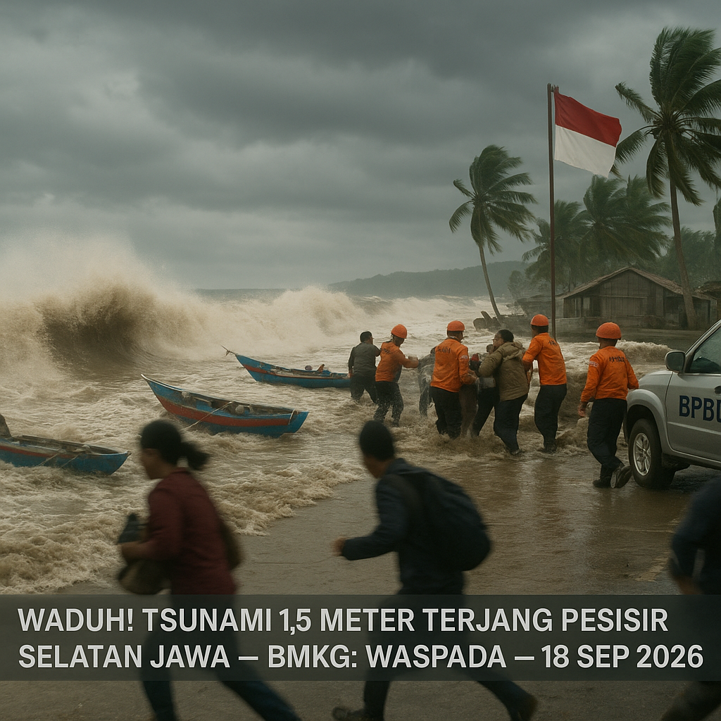 Waduh! Tsunami 1,5 Meter Terjang Pesisir Selatan Jawa, BMKG: Waspada
