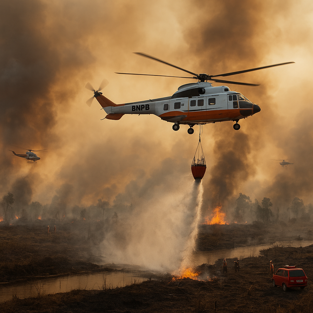 Karhutla Kembali Muncul di Inhil, Satu Helikopter Waterbombing Dikerahkan