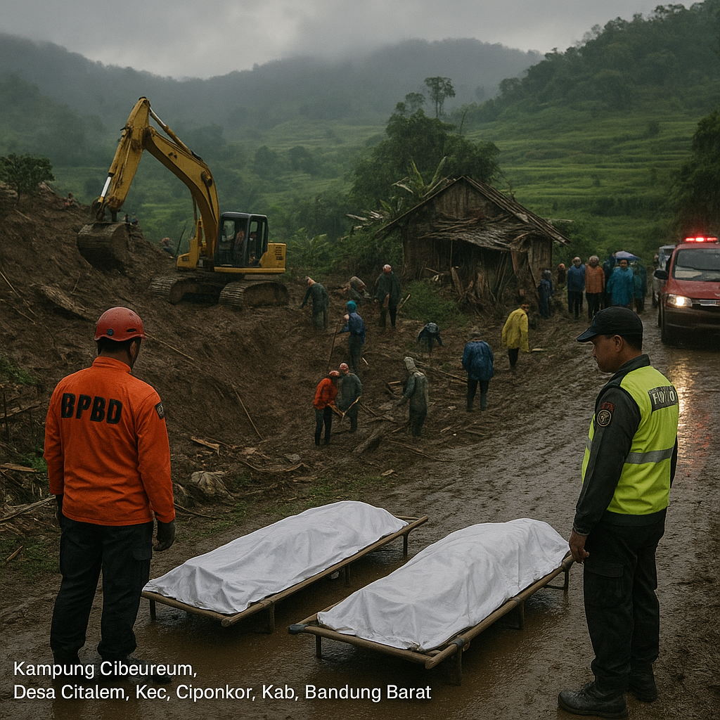 Longsor di Kecamatan Cipongkor, Bandung Barat, Tewaskan 3 Orang