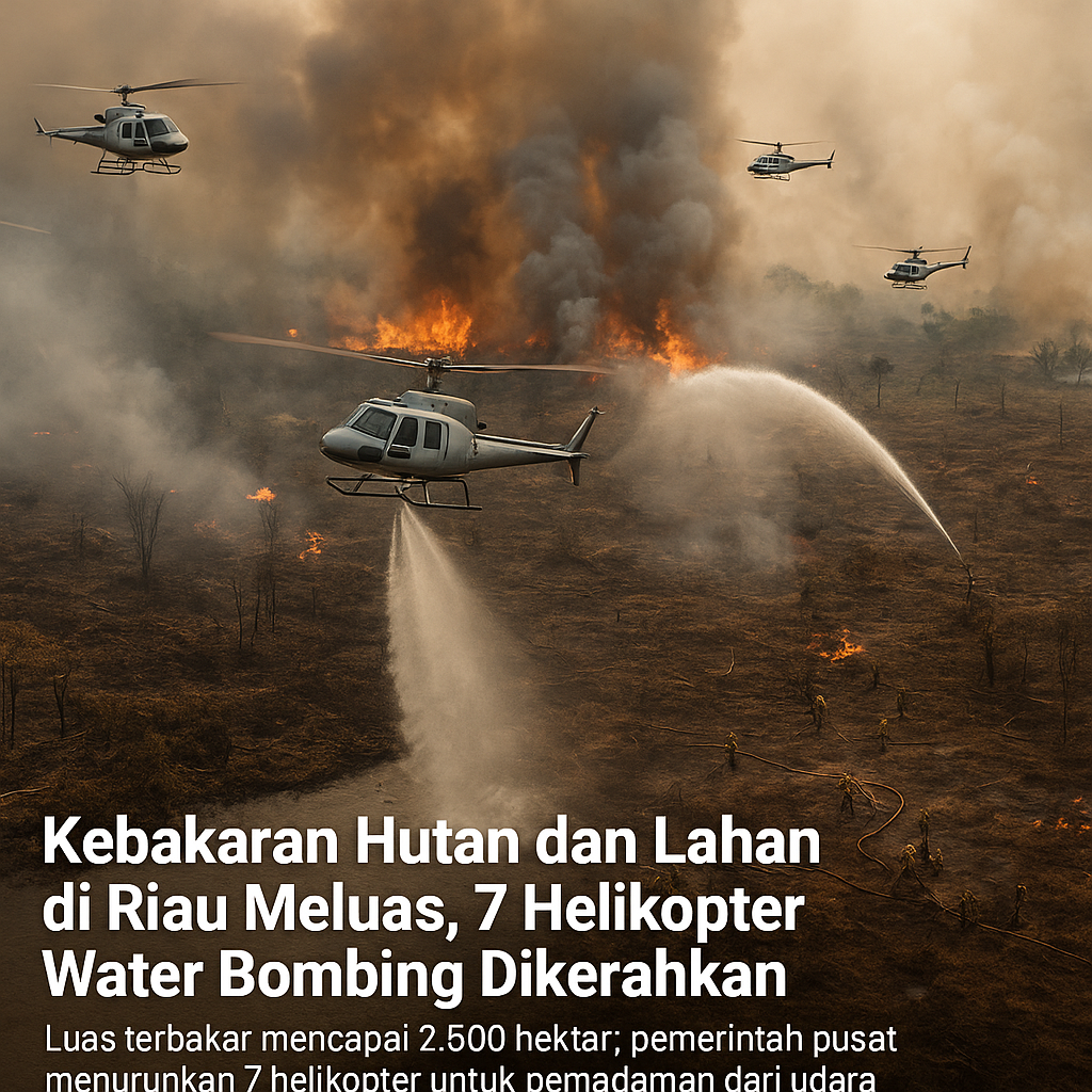 Kebakaran Hutan dan Lahan di Riau Meluas, 7 Helikopter Water Bombing Dikerahkan