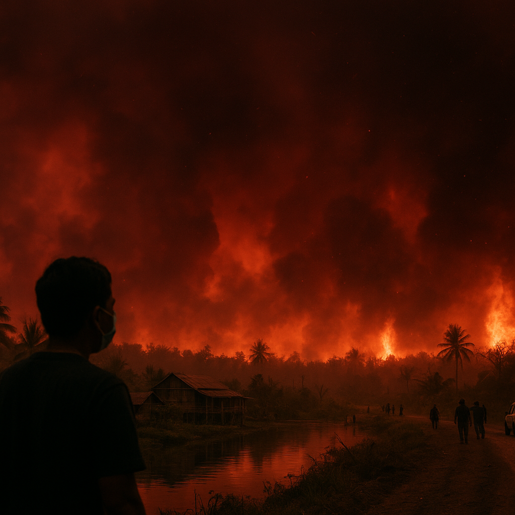 Langit Kalimantan Tengah Mendadak Merah Pekat akibat Karhutla